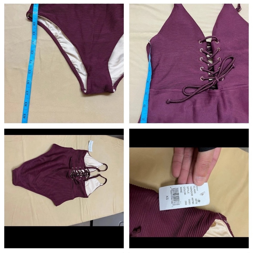 NWT PacSun XS ribbed burgundy wine swimsuit - Picture 3 of 12